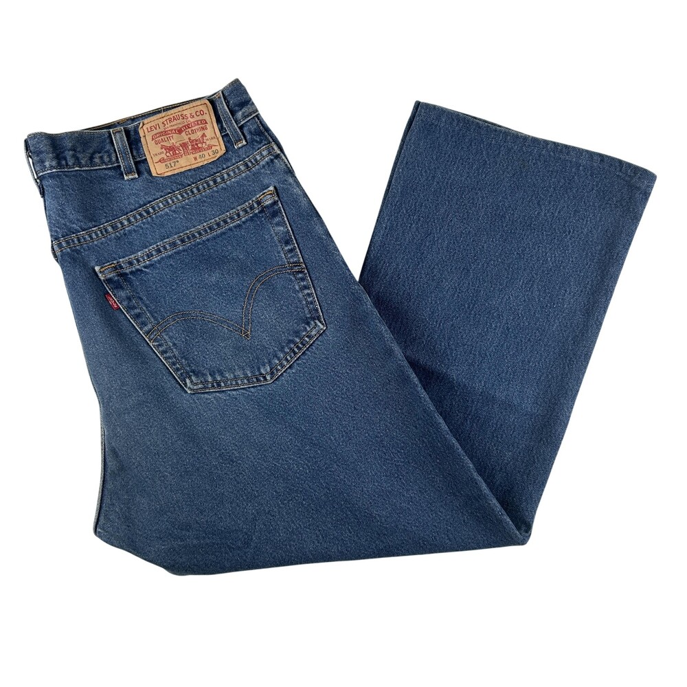 Levis 517 Jeans Mens 40x27 Medium Wash Denim Slim Bootcut Zip Fly Classic Hemmed